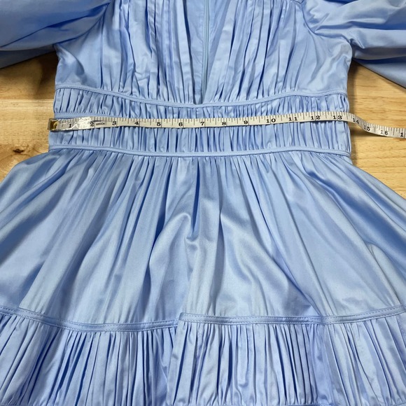 AJE NWOT Fallingwater Gathered Midi Dress Blue Size 8 (US 4) Tiered Pleated Puff - Picture 10 of 13